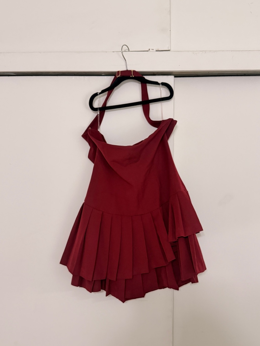 Oh Polly Burgundy Halter Pleated Mini Dress - Picture 6 of 6